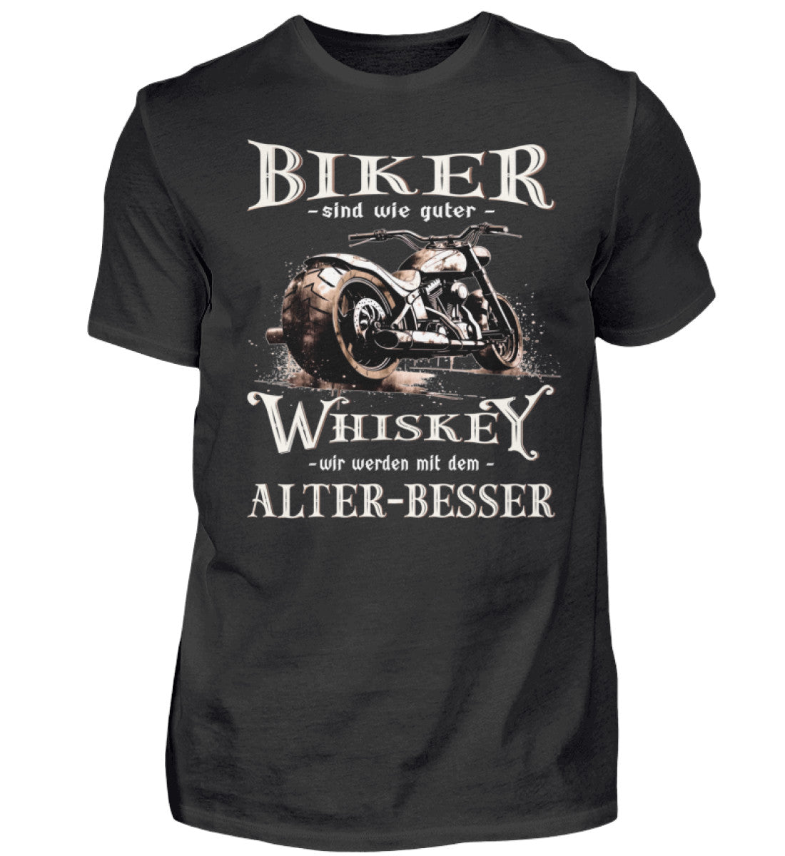 Biker T-Shirt von Wingbikers mit einem vintage Aufdruck, Biker sind wie gute Whiskey - wir werden mit dem Alter besser in schwarz.