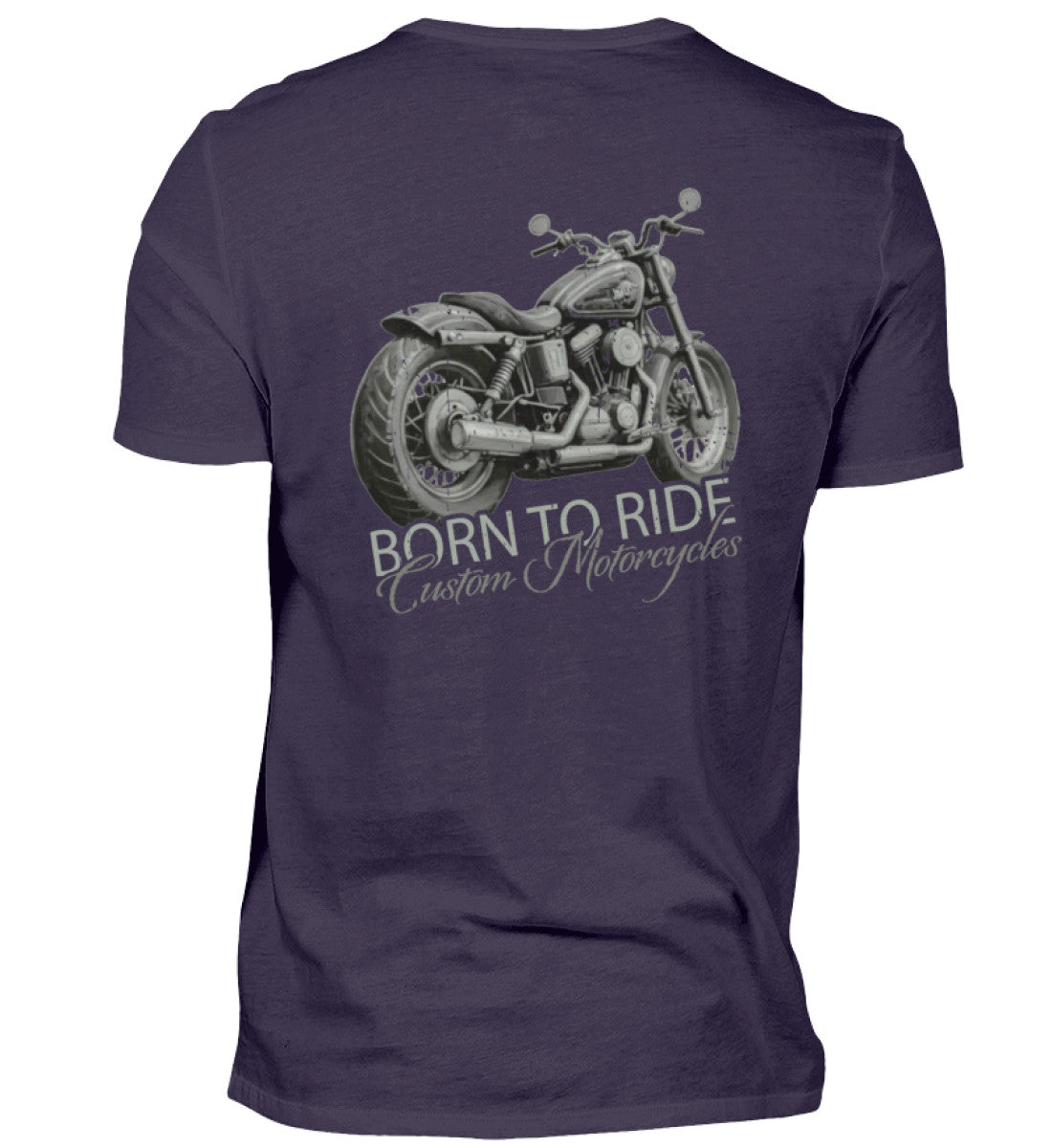 Ein Biker T-Shirt von Wingbikers, mit dem Aufdruck, Born to Ride - mit Backprint, in Aubergine.