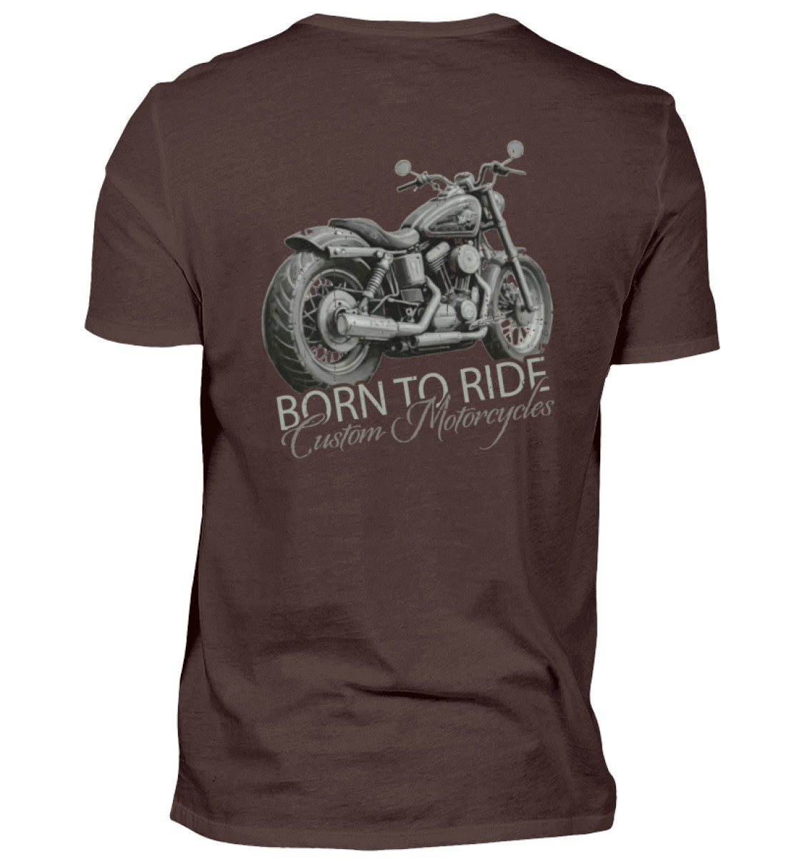 Ein Biker T-Shirt von Wingbikers, mit dem Aufdruck, Born to Ride - mit Backprint, in Braun.