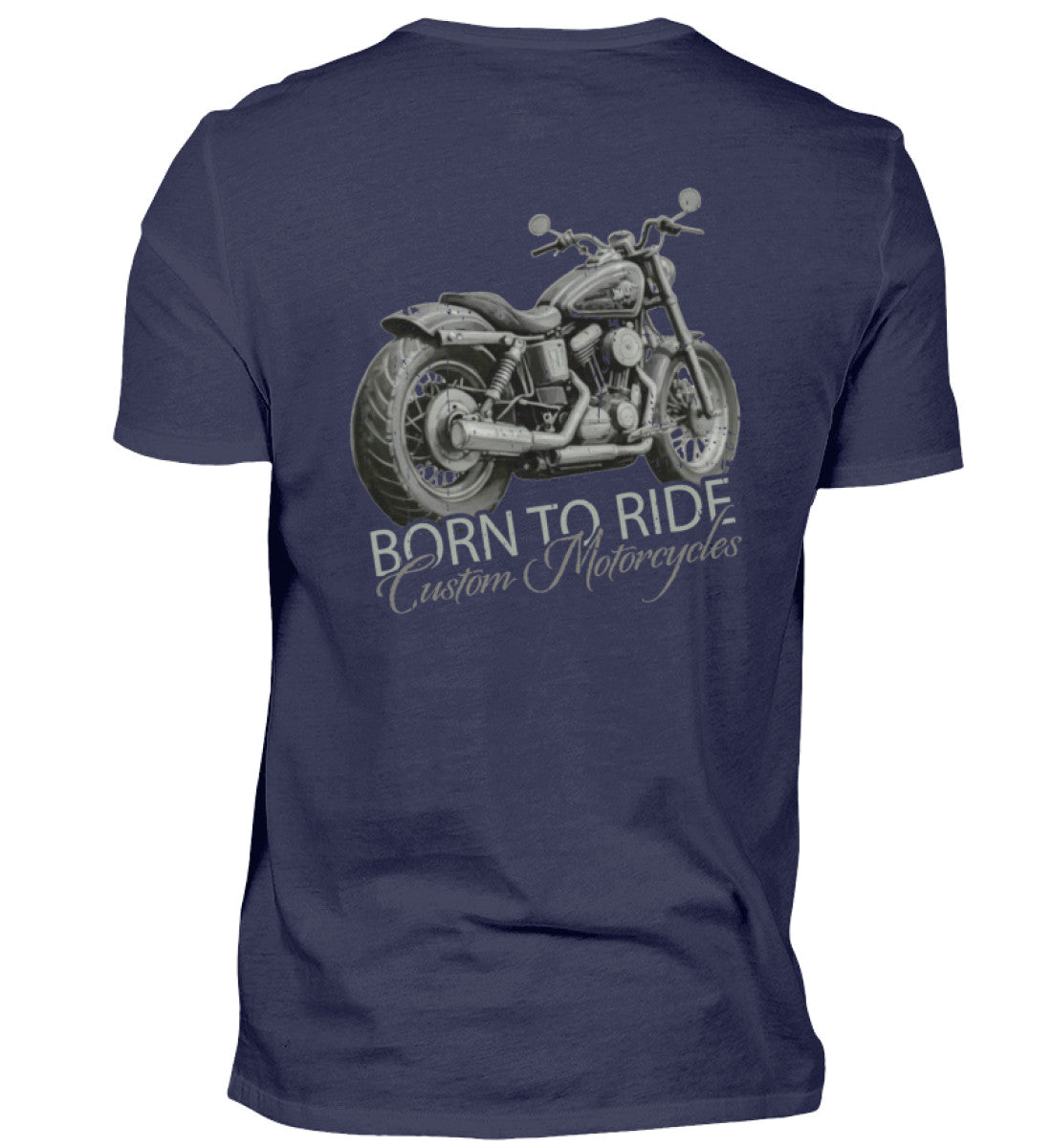 Ein Biker T-Shirt von Wingbikers, mit dem Aufdruck, Born to Ride - mit Backprint, in Navy.