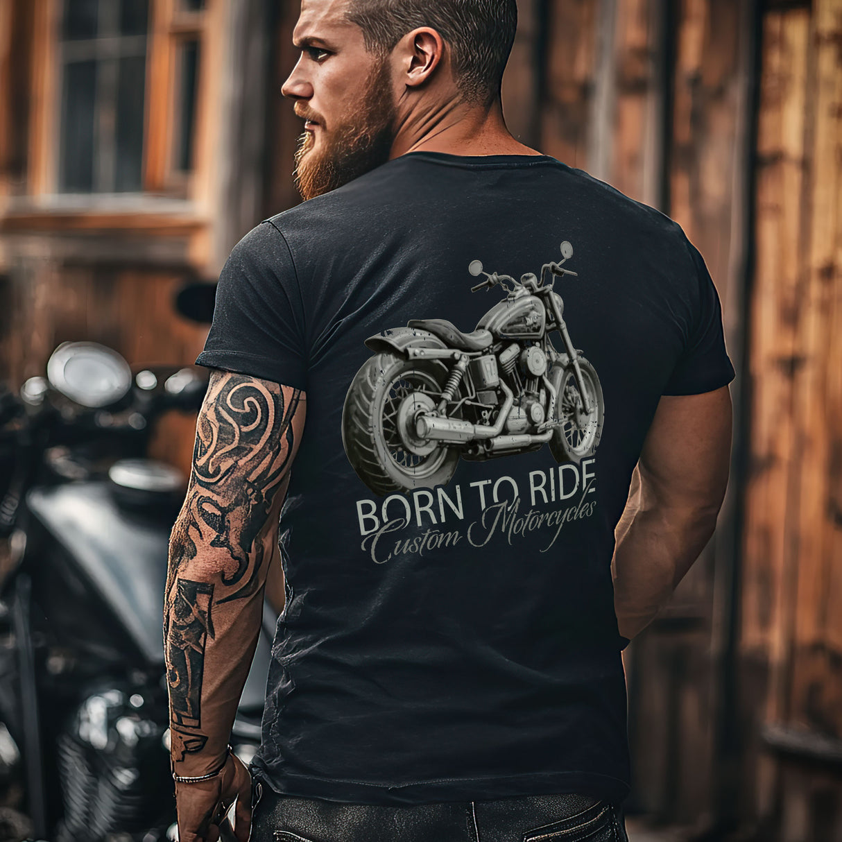 Born To Ride - Motorrad Shirt mit Backprint