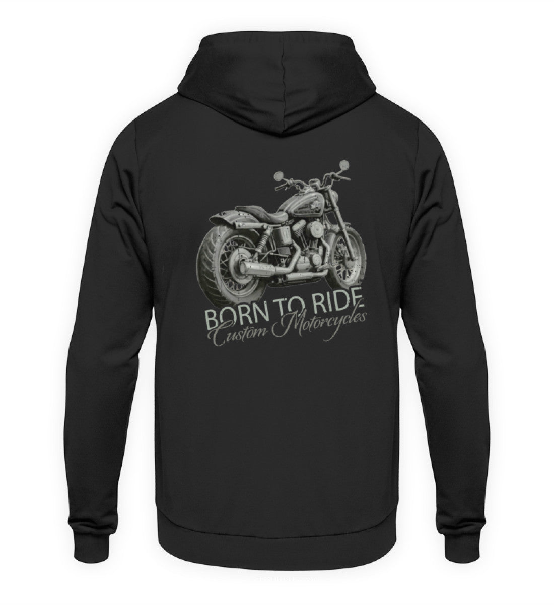Ein Biker Hoodie von Wingbikers, mit dem Aufdruck, Born to Ride -mit Backprint, in Schwarz.