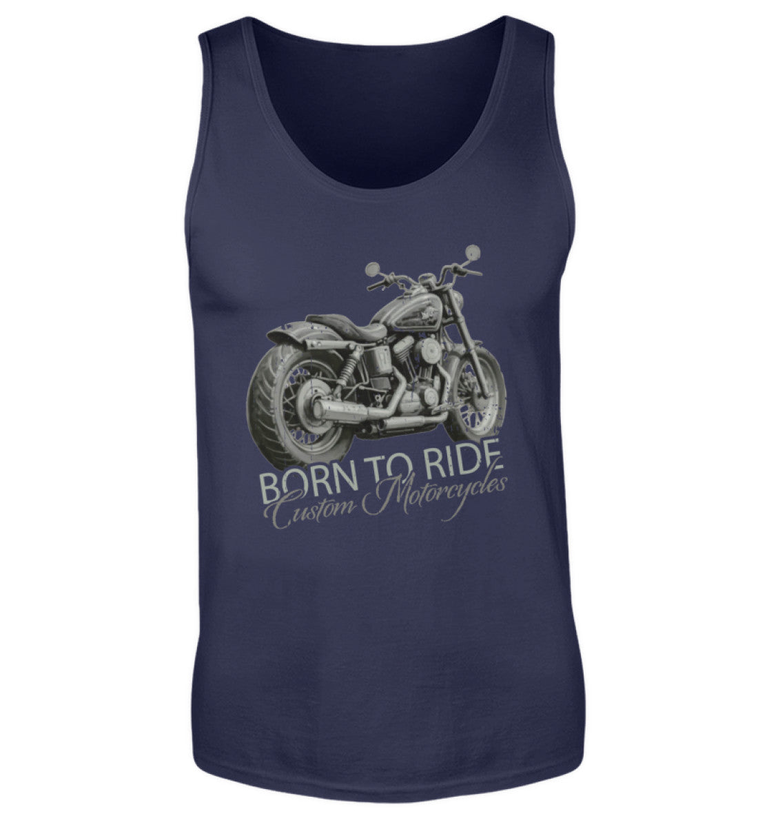 Ein Biker Tanktop von Wingbikers, mit dem Aufdruck, Born to Ride, in Navy.