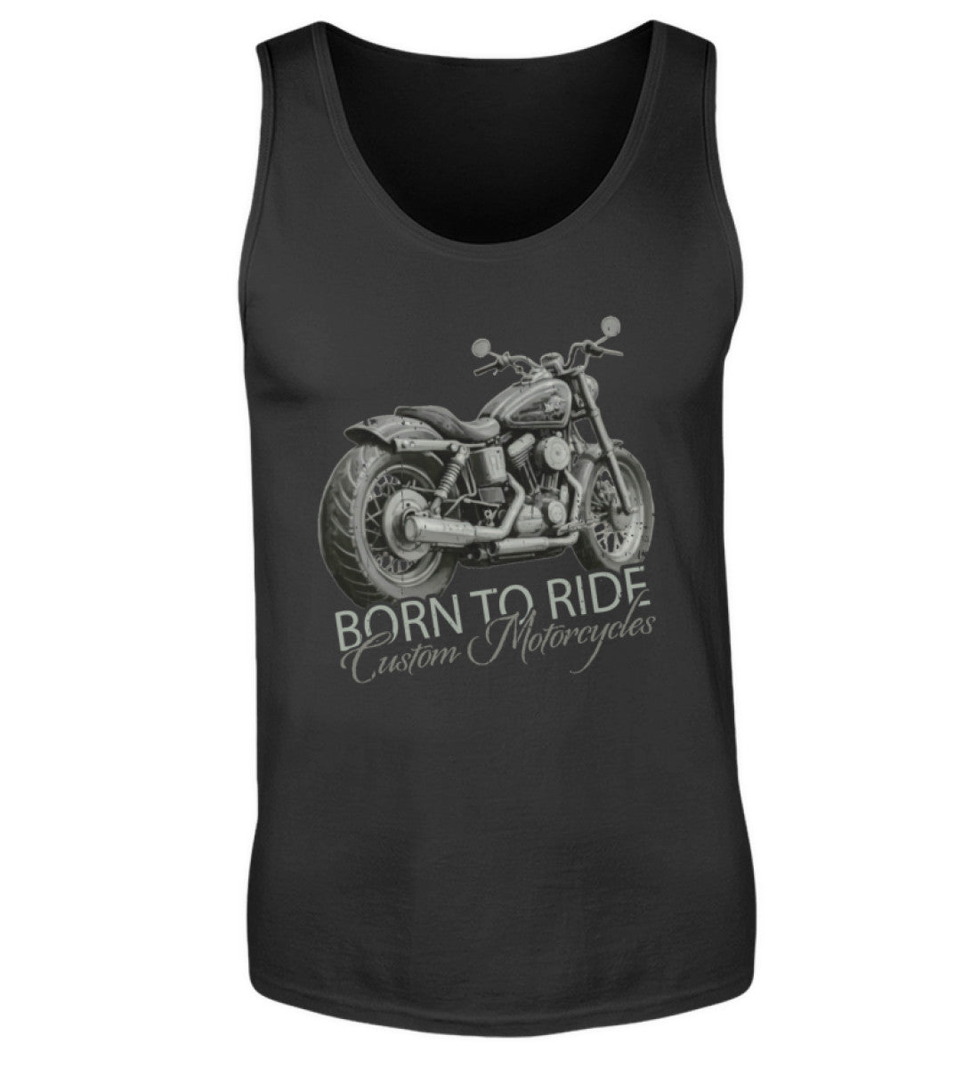 Ein Biker Tanktop von Wingbikers, mit dem Aufdruck, Born to Ride, in Schwarz.
