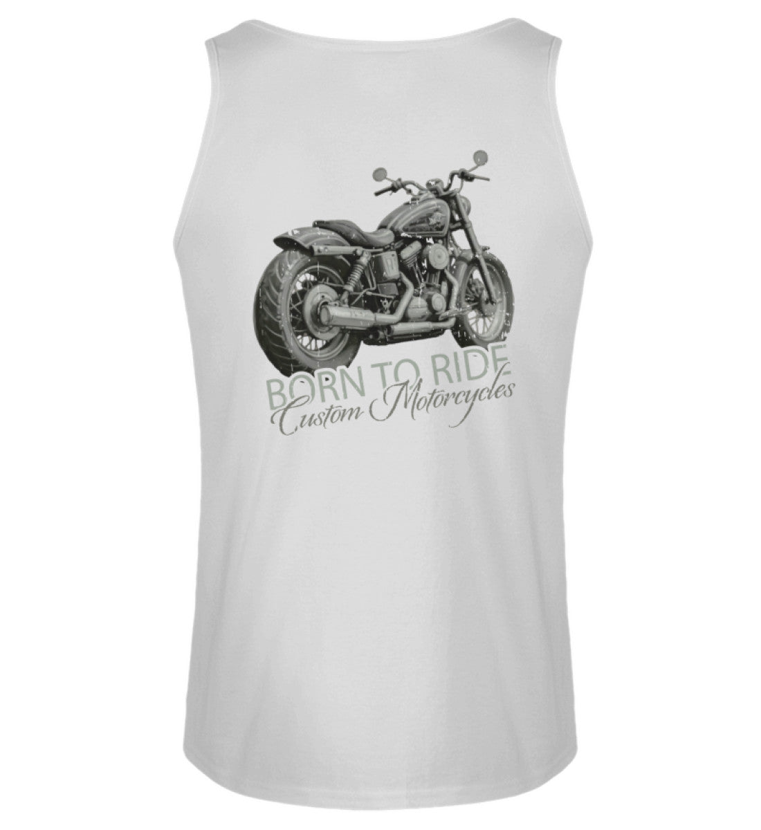 Ein Biker Tanktop von Wingbikers, mit dem Aufdruck, Born to Ride - mit Backprint, in Hellgrau.