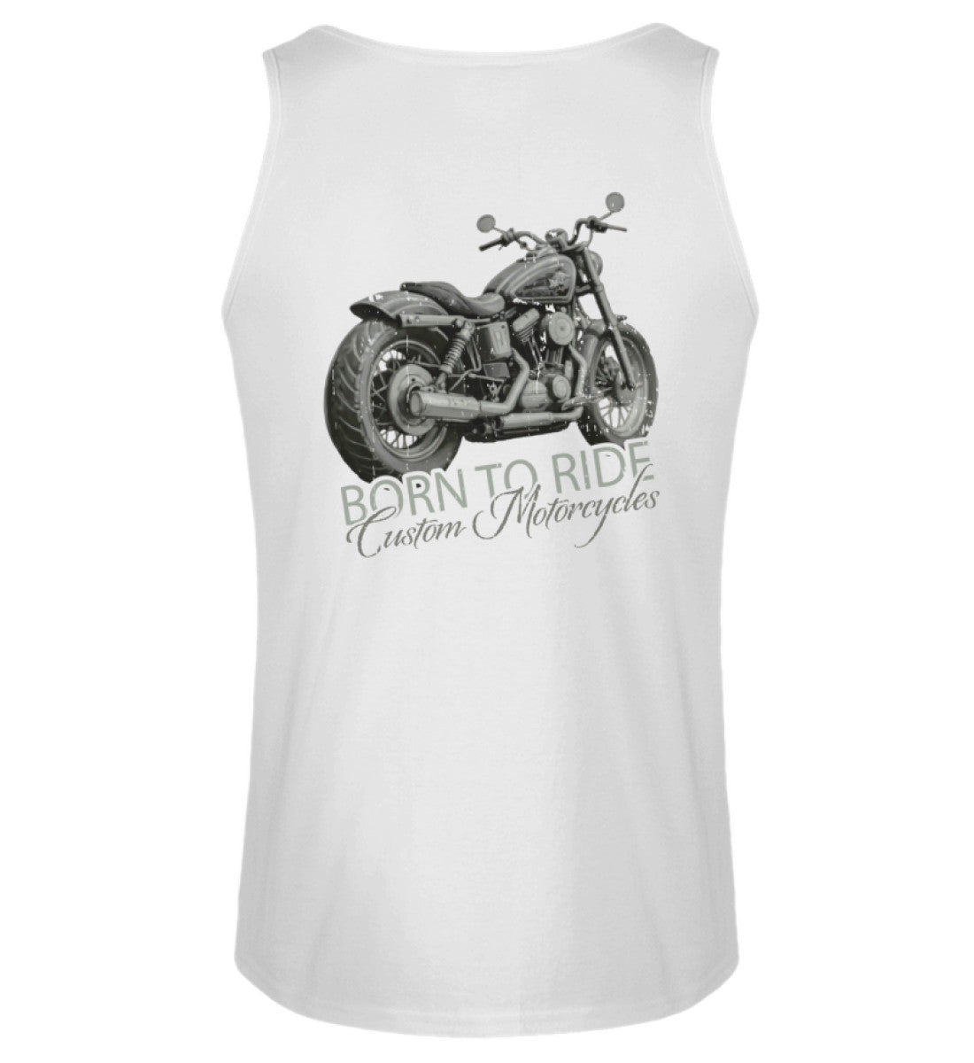 Ein Biker Tanktop von Wingbikers, mit dem Aufdruck, Born to Ride - mit Backprint, in Weiß.