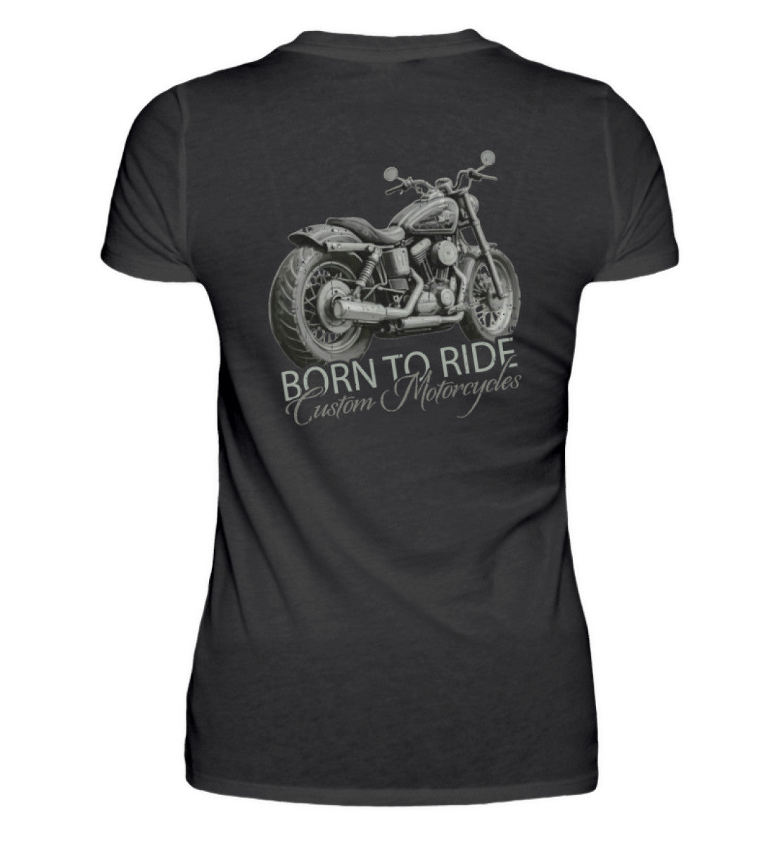 Ein Motorrad-Shirt für Frauen, von Wingbikers, mit dem Aufdruck, Born to Ride - mit Backprint, in Schwarz.