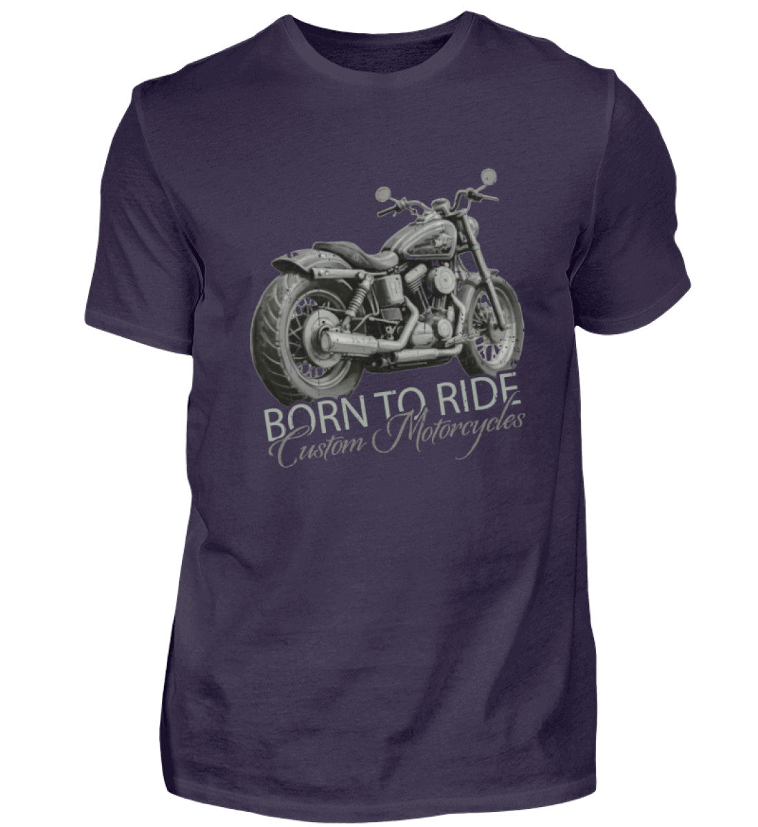 Ein Biker T-Shirt von Wingbikers, mit dem Aufdruck, Born to Ride, in Aubergine.