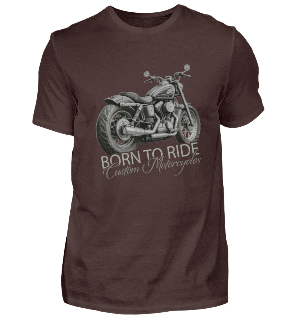 Ein Biker T-Shirt von Wingbikers, mit dem Aufdruck, Born to Ride, in Braun.