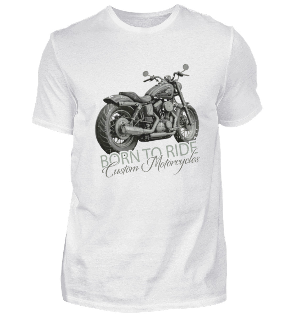 Ein Biker T-Shirt von Wingbikers, mit dem Aufdruck, Born to Ride, in Weiß.