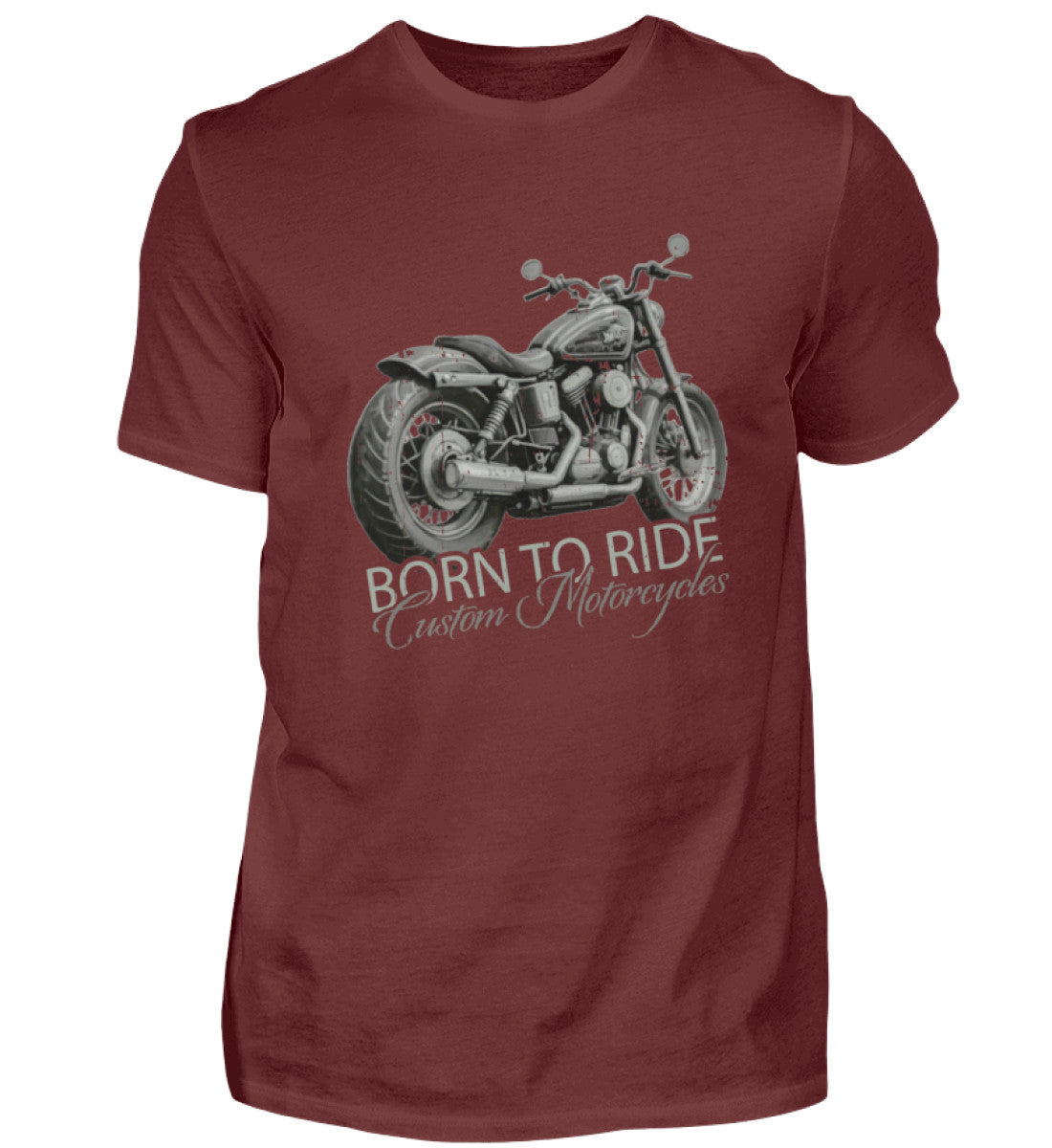 Ein Biker T-Shirt von Wingbikers, mit dem Aufdruck, Born to Ride, in Weinrot.