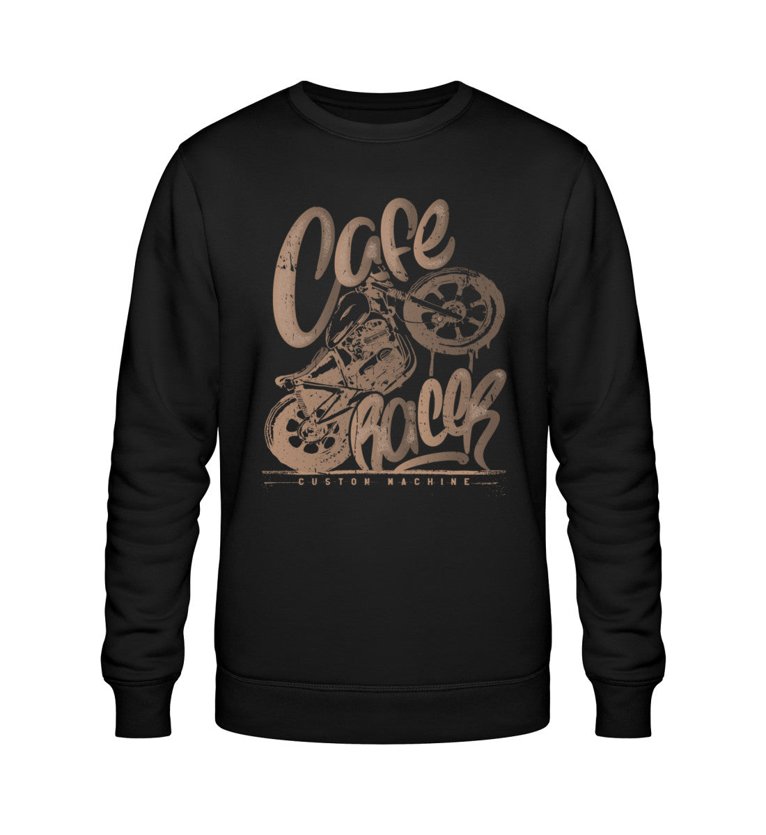 Ein Biker Sweatshirt für Motorradfahrer von Wingbikers mit dem Aufdruck, Café Racer - in einem modernen vintage Look, in schwarz.