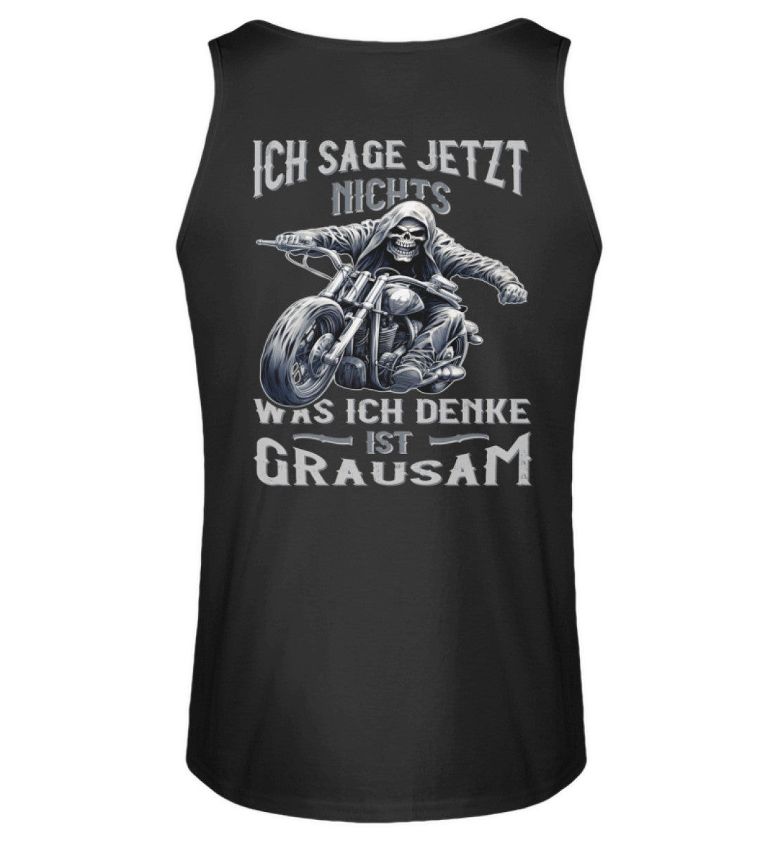Ein Biker Tanktop für Motorradfahrer von Wingbikers mit dem Aufdruck, Ich sage jetzt nichts - Was ich denke ist grausam - mit Back Print, in schwarz.