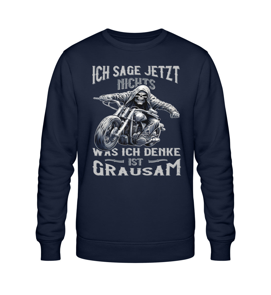 Ein Biker T-Shirt für Motorradfahrer von Wingbikers mit dem Aufdruck, Ich sage jetzt nichts - Was ich denke ist grausam - in navy.
