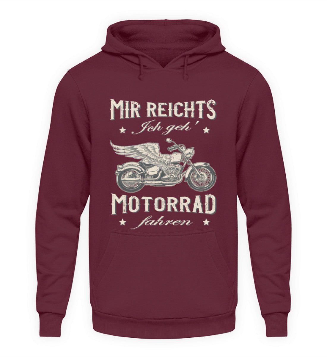 Ein Biker Hoodie für Motorradfahrer von Wingbikers mit dem Aufdruck, Mir reichts, ich geh´ Motorrad fahren - in burgunder weinrot.