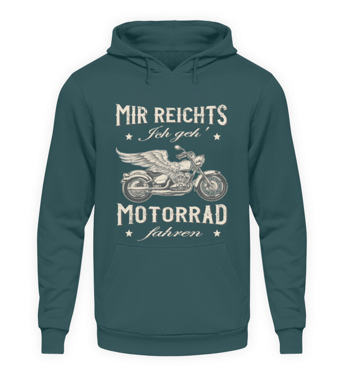 Ein Biker Hoodie für Motorradfahrer von Wingbikers mit dem Aufdruck, Mir reichts, ich geh´ Motorrad fahren - in petrol türkis.