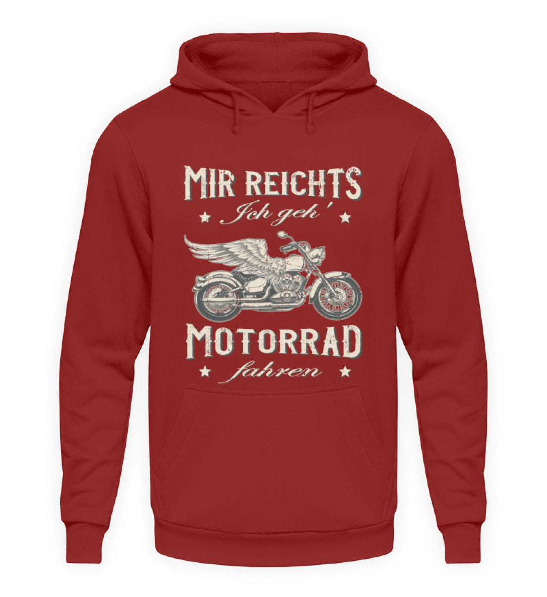 Ein Biker Hoodie für Motorradfahrer von Wingbikers mit dem Aufdruck, Mir reichts, ich geh´ Motorrad fahren - in rot.
