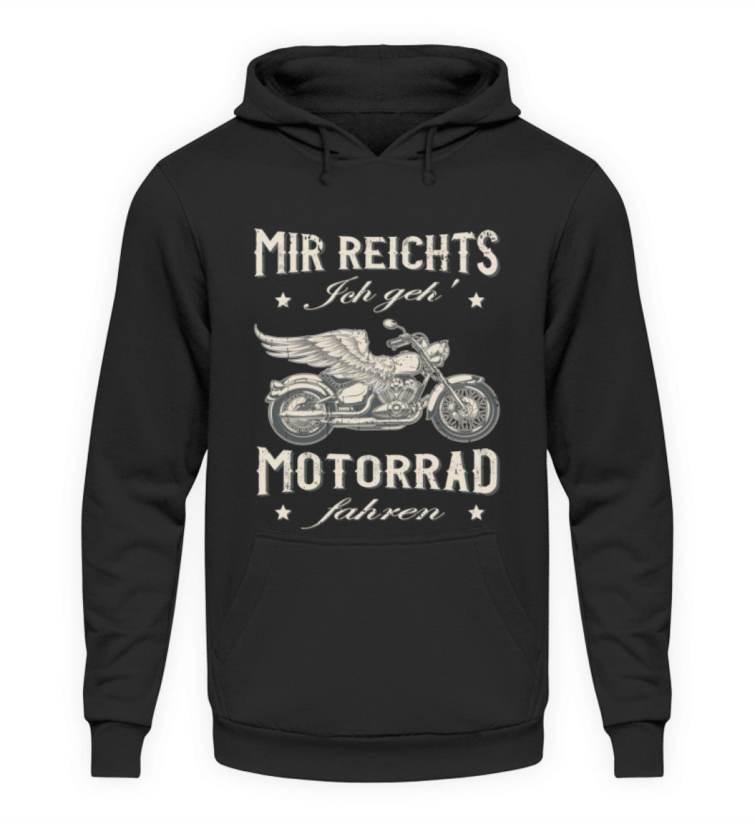 Ein Biker Hoodie für Motorradfahrer von Wingbikers mit dem Aufdruck, Mir reichts, ich geh´ Motorrad fahren - in schwarz.