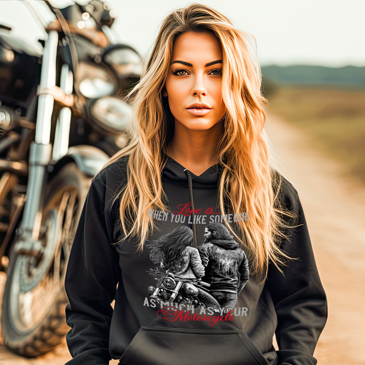 Love is... When You Like Someone As Much As Your Motorcycle - Damen Hoodie