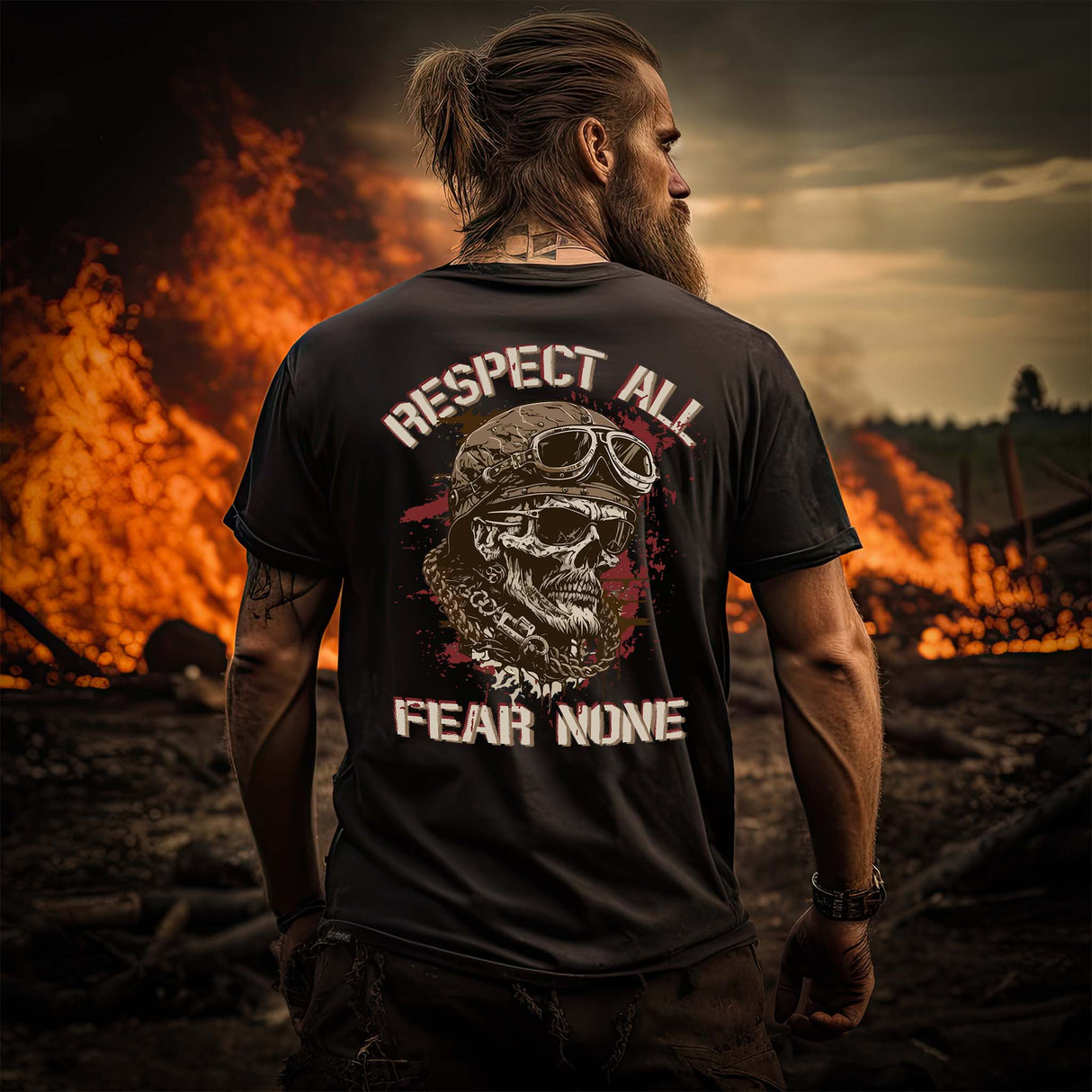 Biker - Respect All - Fear None - Herren Premiumshirt mit Back Print