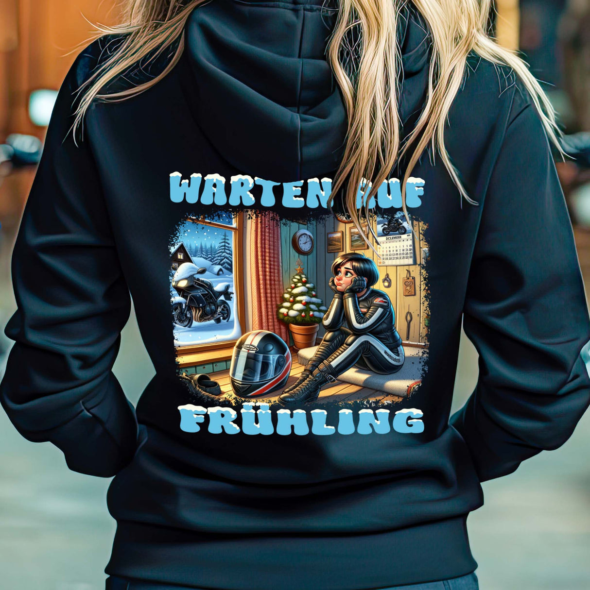 Bikerin - Warten auf Frühling - Reißverschluss-Jacke Zip Hoodie