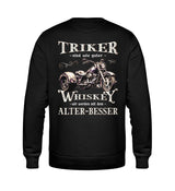 Ein Sweatshirt für Trike Fahrer von Wingbikers mit dem Aufdruck, Triker sind wie guter Whiskey - Wir werden mit dem Alter besser, in schwarz.