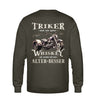 Ein Sweatshirt für Trike Fahrer von Wingbikers mit dem Aufdruck, Triker sind wie guter Whiskey - Wir werden mit dem Alter besser, in khaki grün.