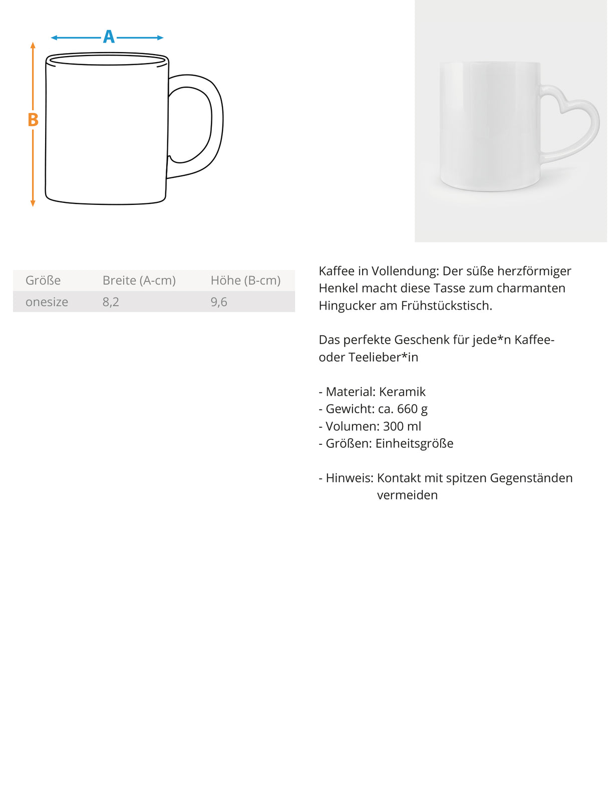 Größentabelle Tasse mit Herzchenhenkel