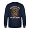 Ein Biker Sweatshirt für Motorradfahrer von Wingbikers mit dem Aufdruck, Respect All - Fear None, in navy blau.