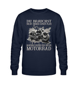 Ein Sweatshirt für Motorradfahrer von Wingbikers mit dem Aufdruck, Du brauchst nicht immer einen Plan - Manchmal reichen Eier und ein Motorrad, in navy blau.