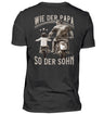 Ein T-Shirt für Motorradfahrende Väter von Wingbikers mit dem Aufdruck, Wie der Papa, so der Sohn, als Back Print - in schwarz.