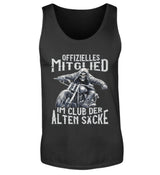 Ein Biker Tanktop für Motorradfahrer von Wingbikers mit dem Aufdruck, Offizielles Mitglied im Club der alten Säcke, in schwarz. 