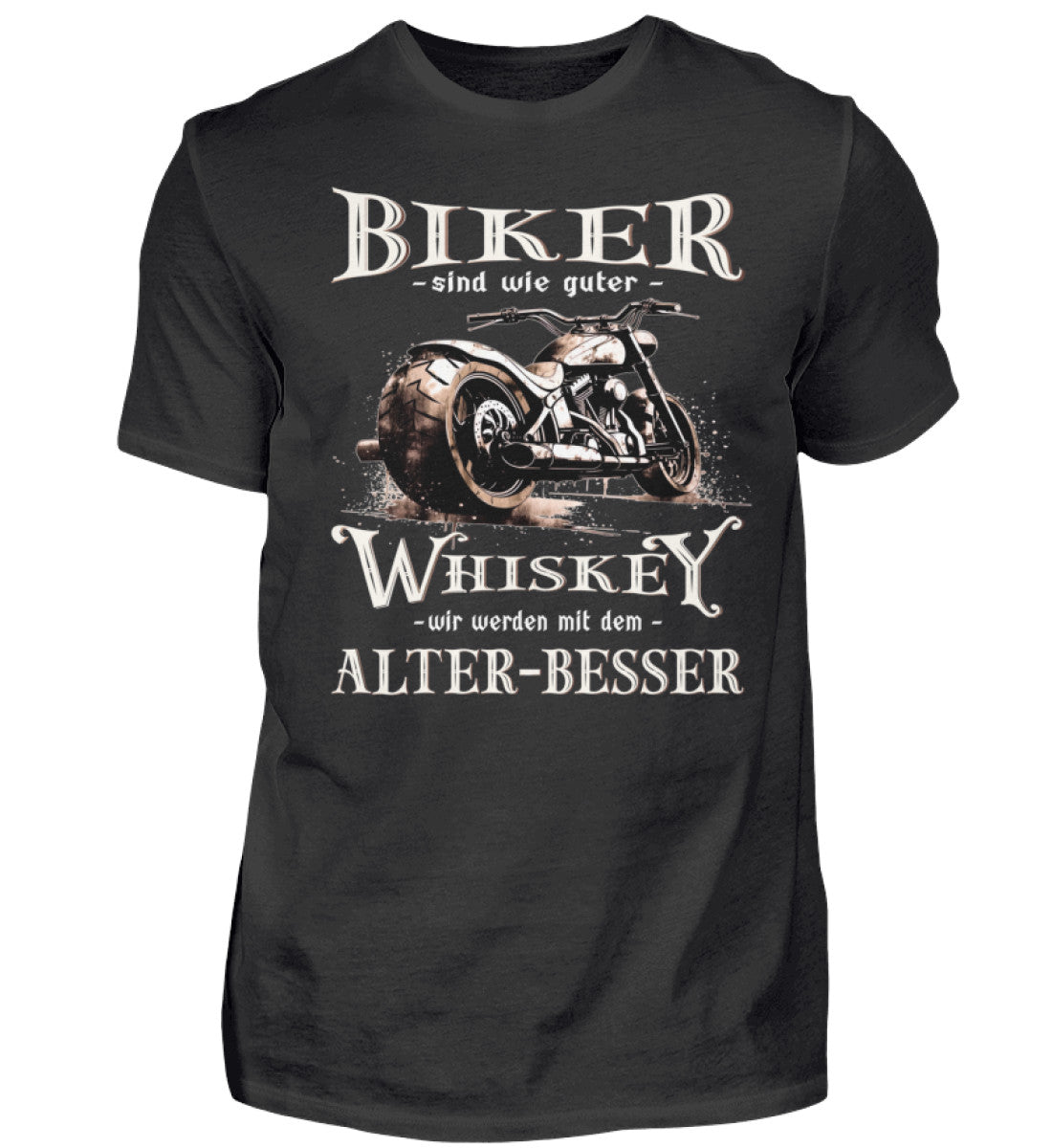 Biker T-Shirt von Wingbikers mit einem vintage Aufdruck, Biker sind wie gute Whiskey - wir werden mit dem Alter besser in schwarz. 