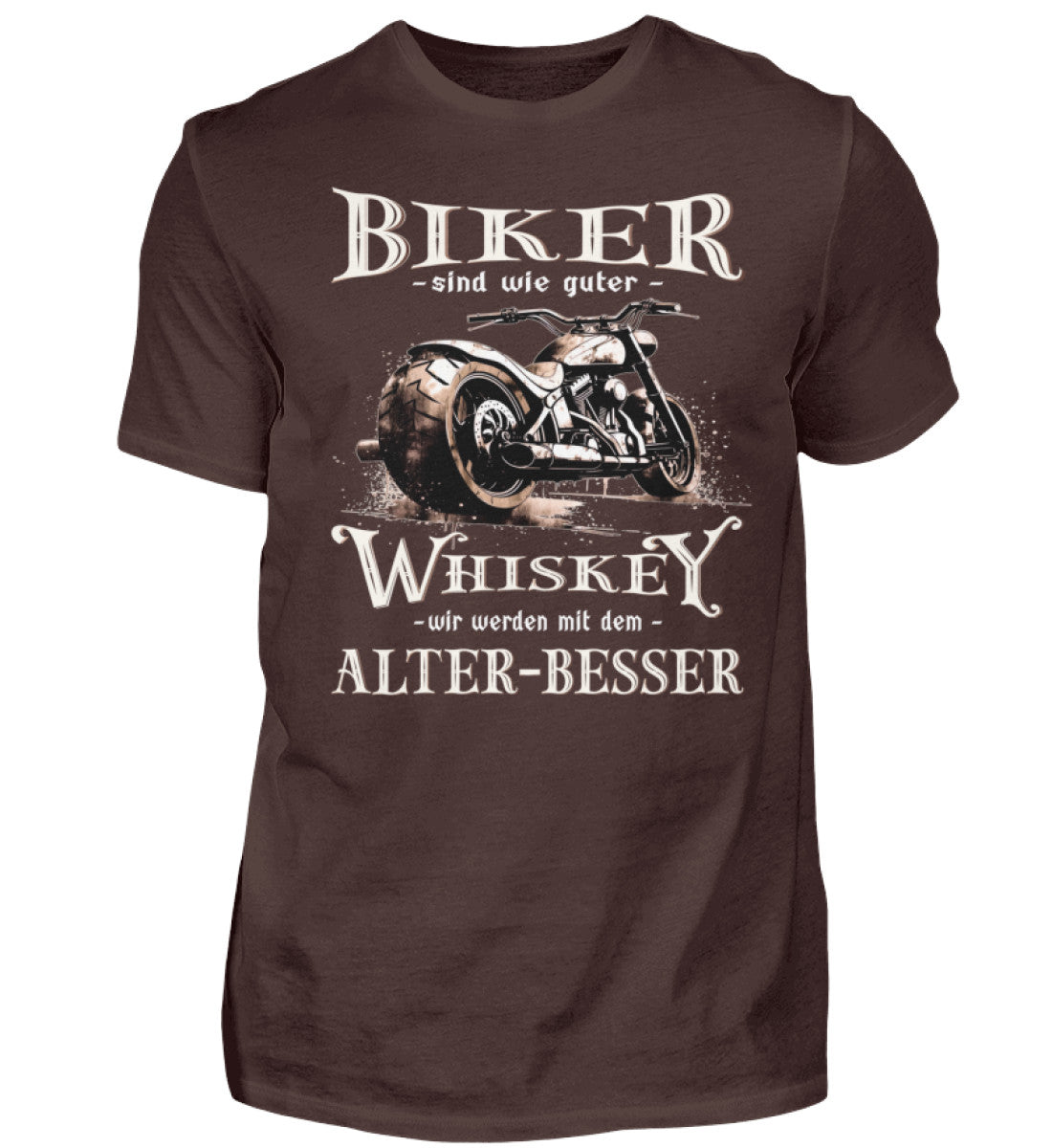 Biker T-Shirt mit einem vintage Aufdruck, Biker sind wie gute Whiskey - wir werden mit dem Alter besser in braun. 