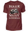 Biker T-Shirt mit einem vintage Aufdruck, Biker sind wie gute Whiskey - wir werden mit dem Alter besser in weinrot. 