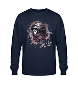 Ein Sweatshirt für Motorradfahrerinnen von Wingbikers mit dem Aufdruck, Life Is Better When You Ride, in navy blau.