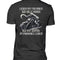 Biker T-Shirt mit dem Aufdruck, Lieber mit Freunden zur Hölle fahren, als mit Idioten im Paradies leben, als Back Print in schwarz. 