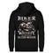 Biker Zip-Hoodie mit einem vintage Aufdruck, Biker sind wie gute Whiskey - wir werden mit dem Alter besser mit Back Print in schwarz. 