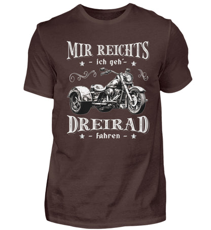 Ein Triker T-Shirt für Trikefahrer von Wingbikers mit dem Aufdruck, Mir reichts, ich geh´ Dreirad fahren, in braun.