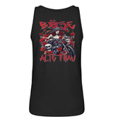 Ein Bikerin Tanktop für Motorradfahrerinnen von Wingbikers mit dem Aufdruck, Böse Alte Frau, mit Back Print - in schwarz.