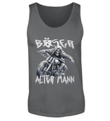 Ein Biker Tanktop von Wingbikers, für Motorradfahrer mit dem Aufdruck, Böser alter Mann, in dunkelgrau.