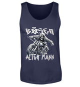 Ein Biker Tanktop von Wingbikers, für Motorradfahrer mit dem Aufdruck, Böser alter Mann, in navy blau.