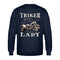 Ein Sweatshirt für Trike Fahrerinnen von Wingbikers mit dem Aufdruck, Triker Lady - Triker Life, im vintage Stil, als Back Print, in navy blau.