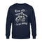 Ein Biker Sweatshirt für Motorradfahrer von Wingbikers mit dem Aufdruck, Too old to die young! - in navy blau.