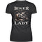 Ein Bikerin T-Shirt mit einem Aufdruck im vintage Stil, Biker Lady, mit Back Print in schwarz.