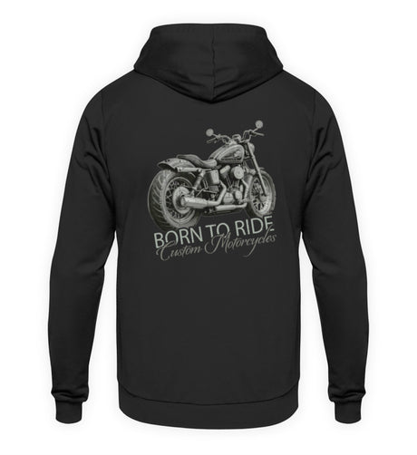Ein Biker Hoodie von Wingbikers, mit dem Aufdruck, Born to Ride -mit Backprint, in Schwarz.