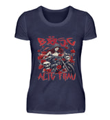 Ein Bikerin T-Shirt für Motorradfahrerinnen von Wingbikers mit dem Aufdruck, Böse Alte Frau, in navy blau.