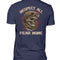 Ein Biker T-Shirt für Motorradfahrer von Wingbikers mit dem Aufdruck, Respect All - Fear None, als Back Print, in navy blau.