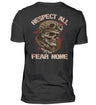 Ein Biker T-Shirt für Motorradfahrer von Wingbikers mit dem Aufdruck, Respect All - Fear None, als Back Print, in schwarz.