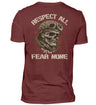 Ein Biker T-Shirt für Motorradfahrer von Wingbikers mit dem Aufdruck, Respect All - Fear None, als Back Print, in weinrot.